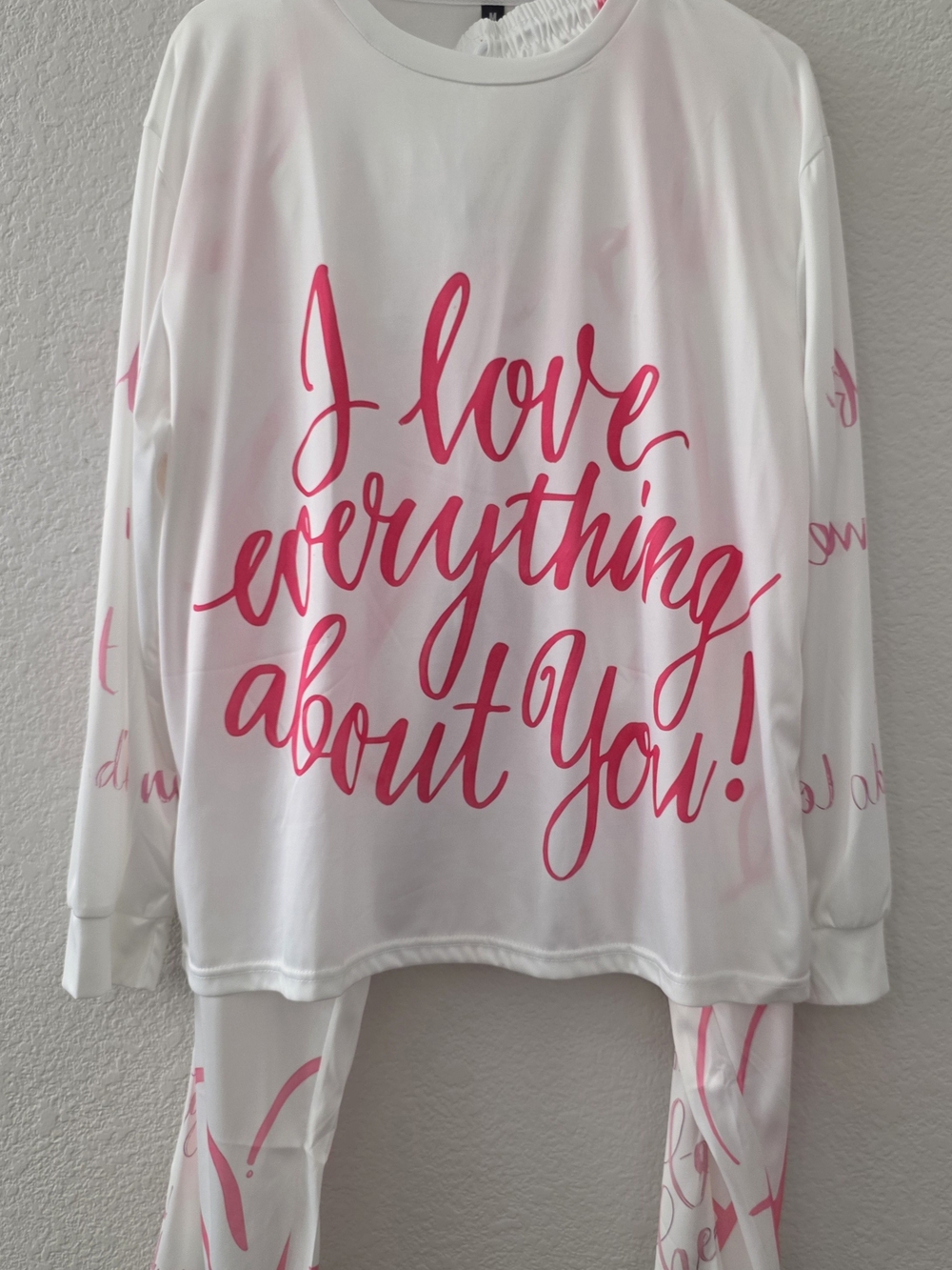 White and Hot Pink Script Women's Pajama Set